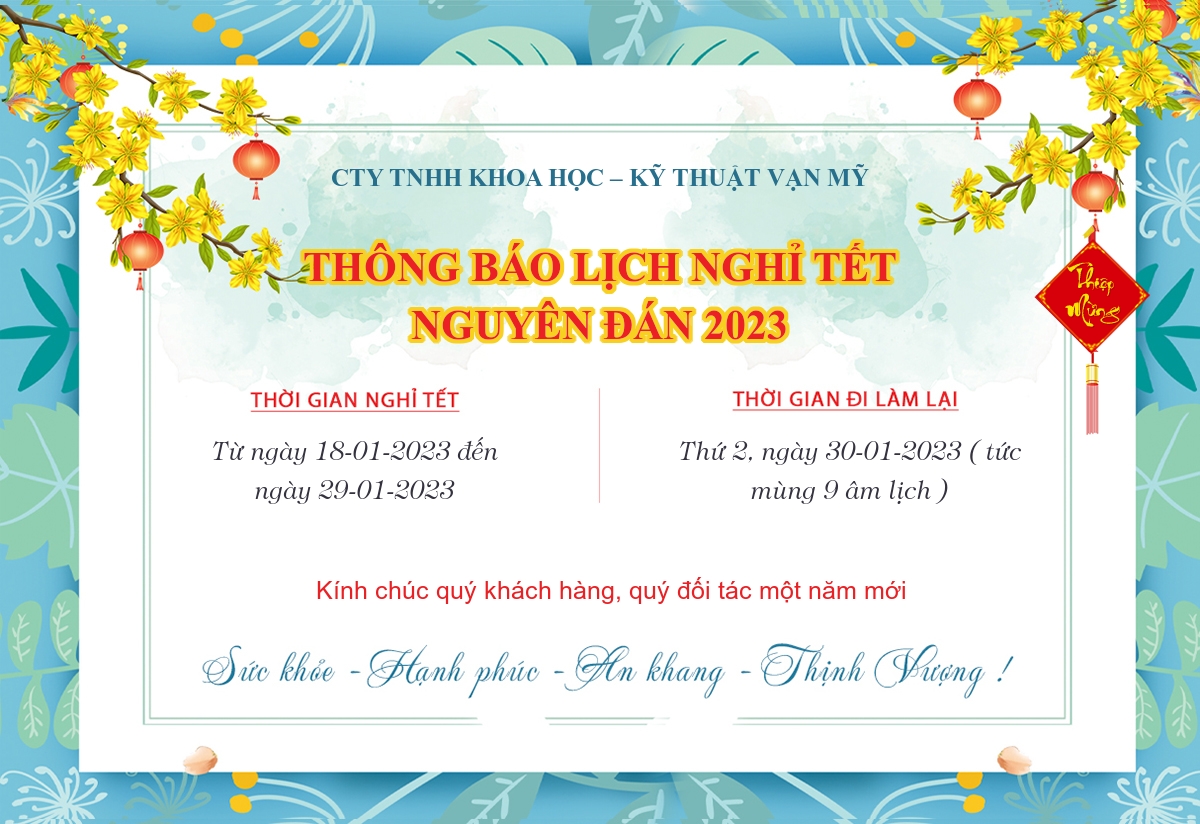 THÔNG BÁO LỊCH NGHỈ TẾT NGUYÊN ĐÁN QUÝ MÃO 2023